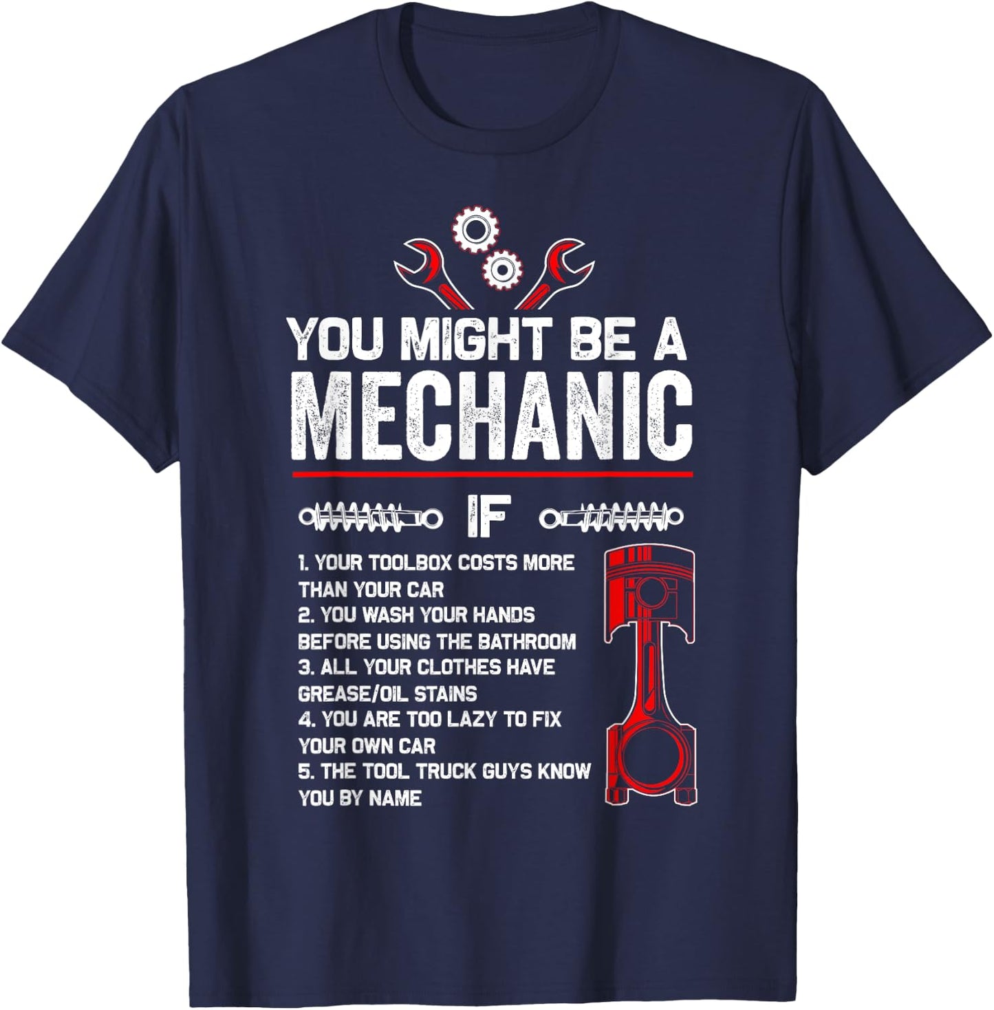 You Might Be A Mechanic If Funny Mechanic Gifts T-Shirt - T-Shirt | Navy