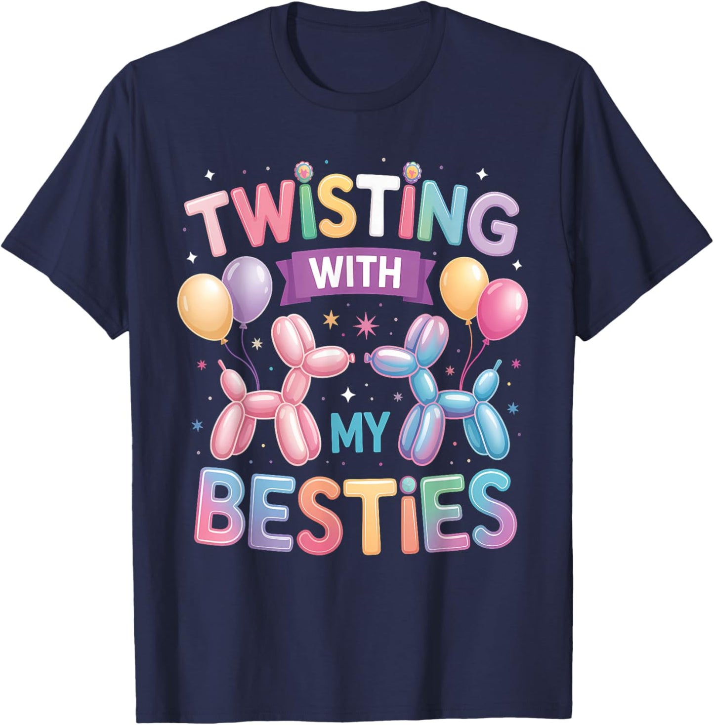 Twisting with My Bestie Balloon Artist Balloon Animal T-Shirt - T-Shirt | Navy