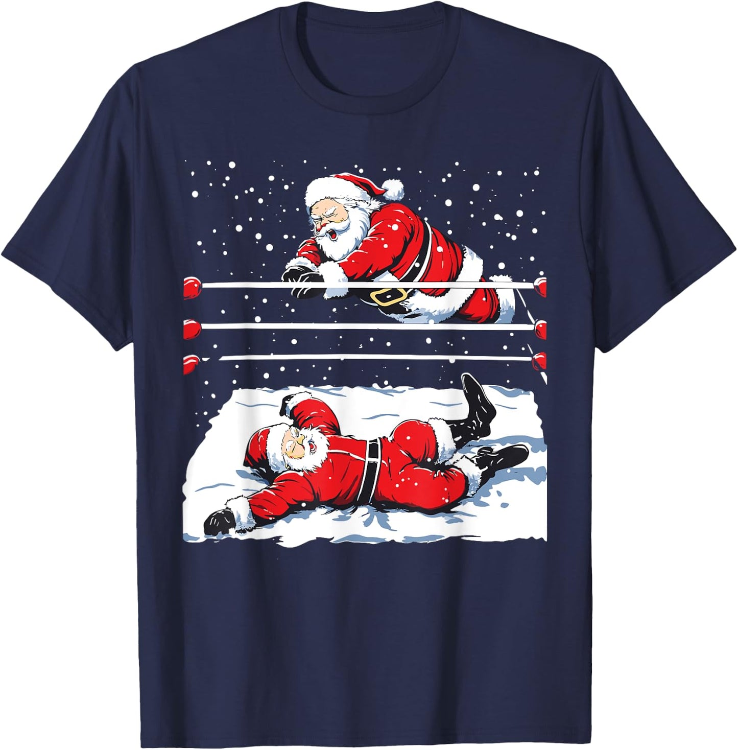 Santa Wrestling Lover Wrestler Christmas Xmas Pajama T-Shirt - T-Shirt | Navy