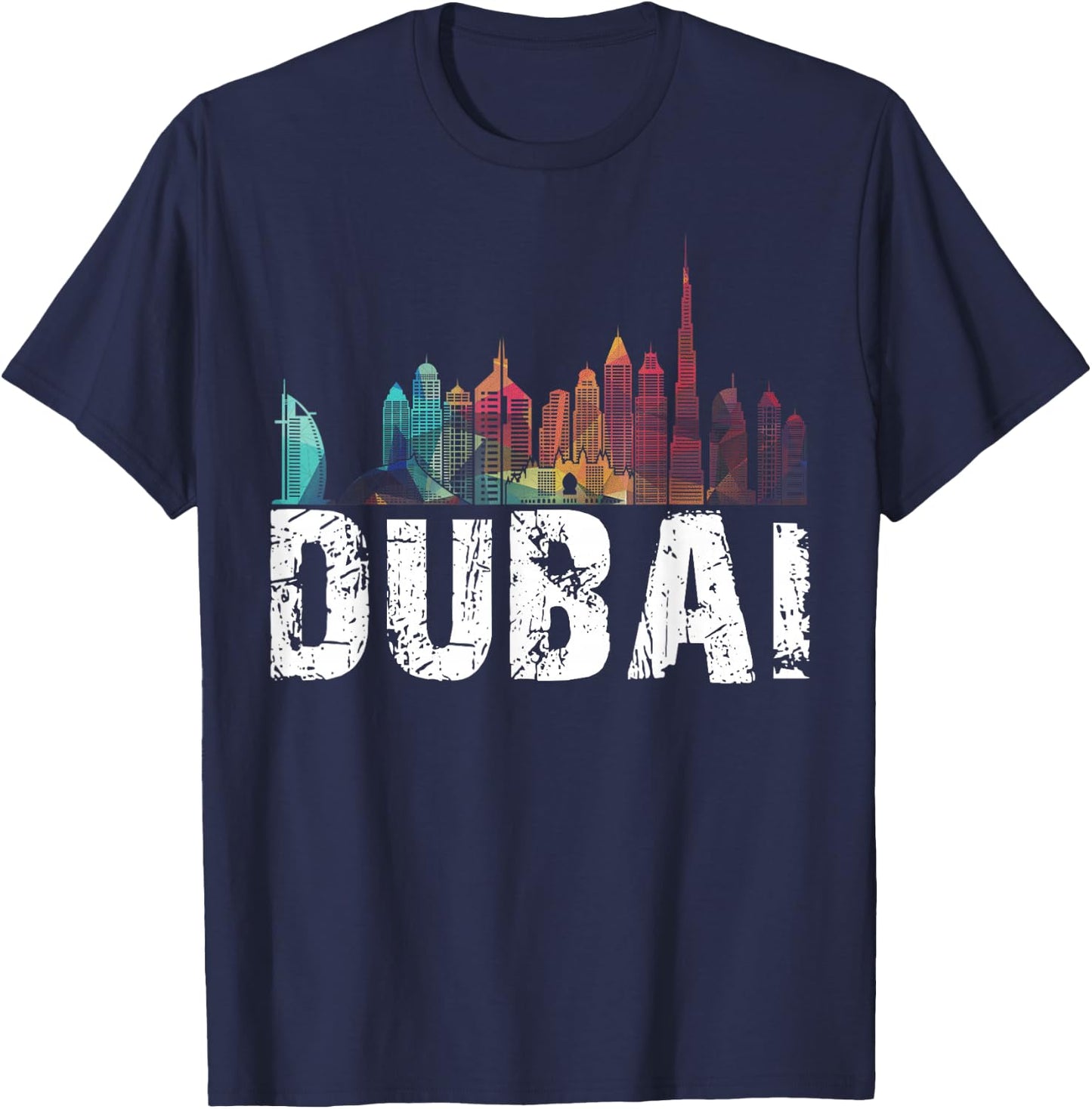 New Dubai Love Skyline T shirt for Holidays in Dubai T-Shirt - T-Shirt | Navy