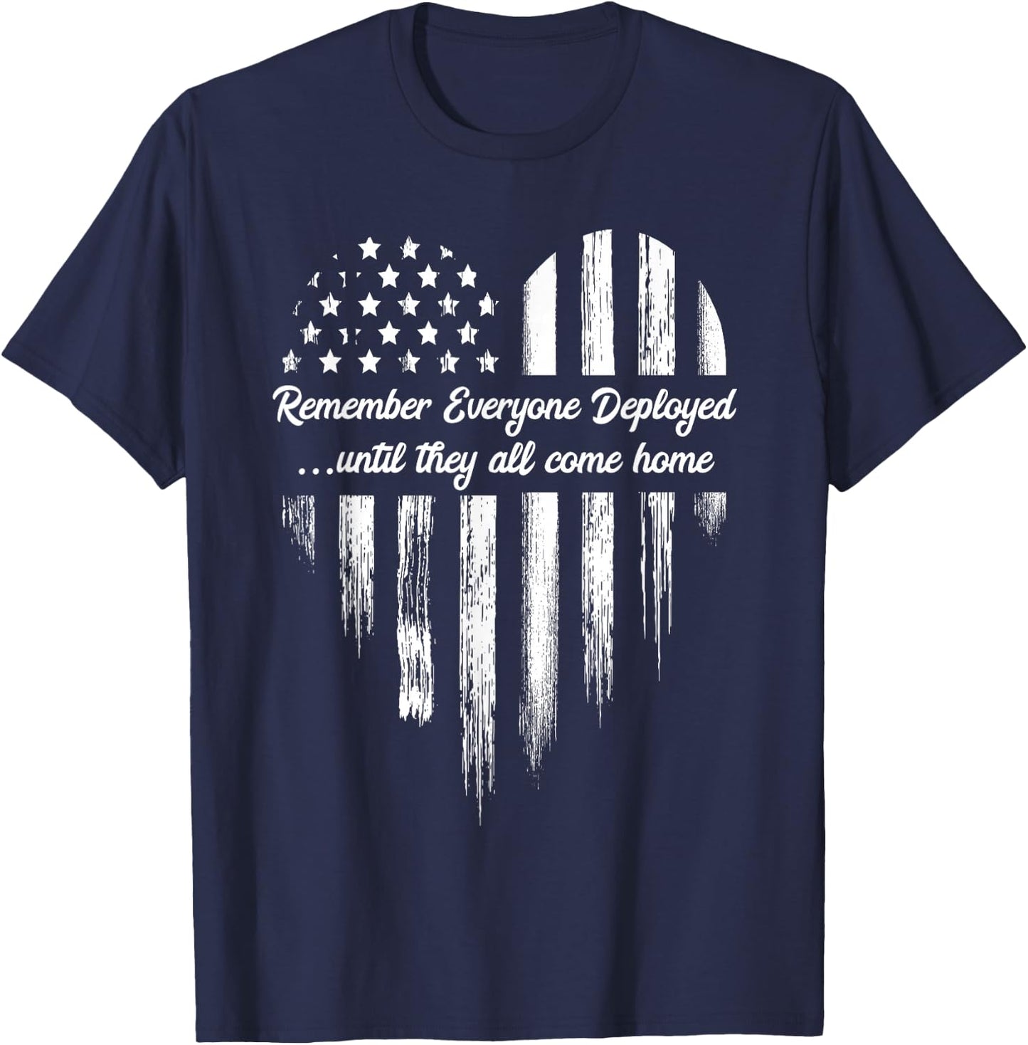 Red Friday Remember Everyone Deployed American Flag Heart Small T-Shirt - T-Shirt | Navy