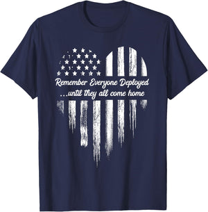 Red Friday Remember Everyone Deployed American Flag Heart Small T-Shirt - T-Shirt | Navy