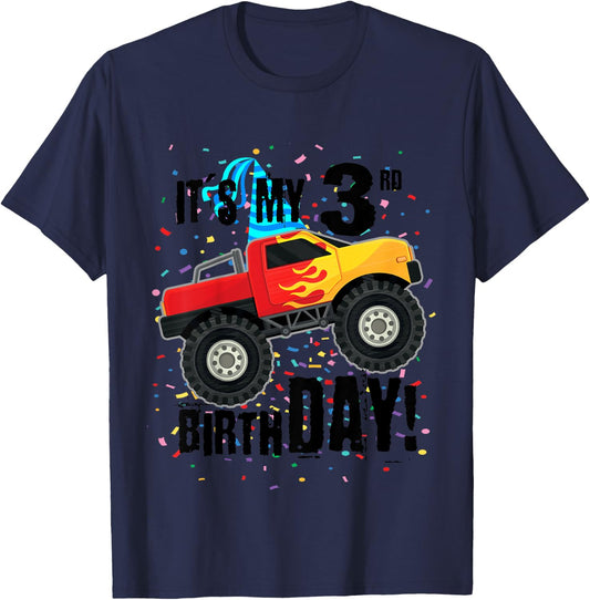 It's My 3rd Birthday! 3 year old monster truck shirt T-Shirt - T-Shirt | Navy