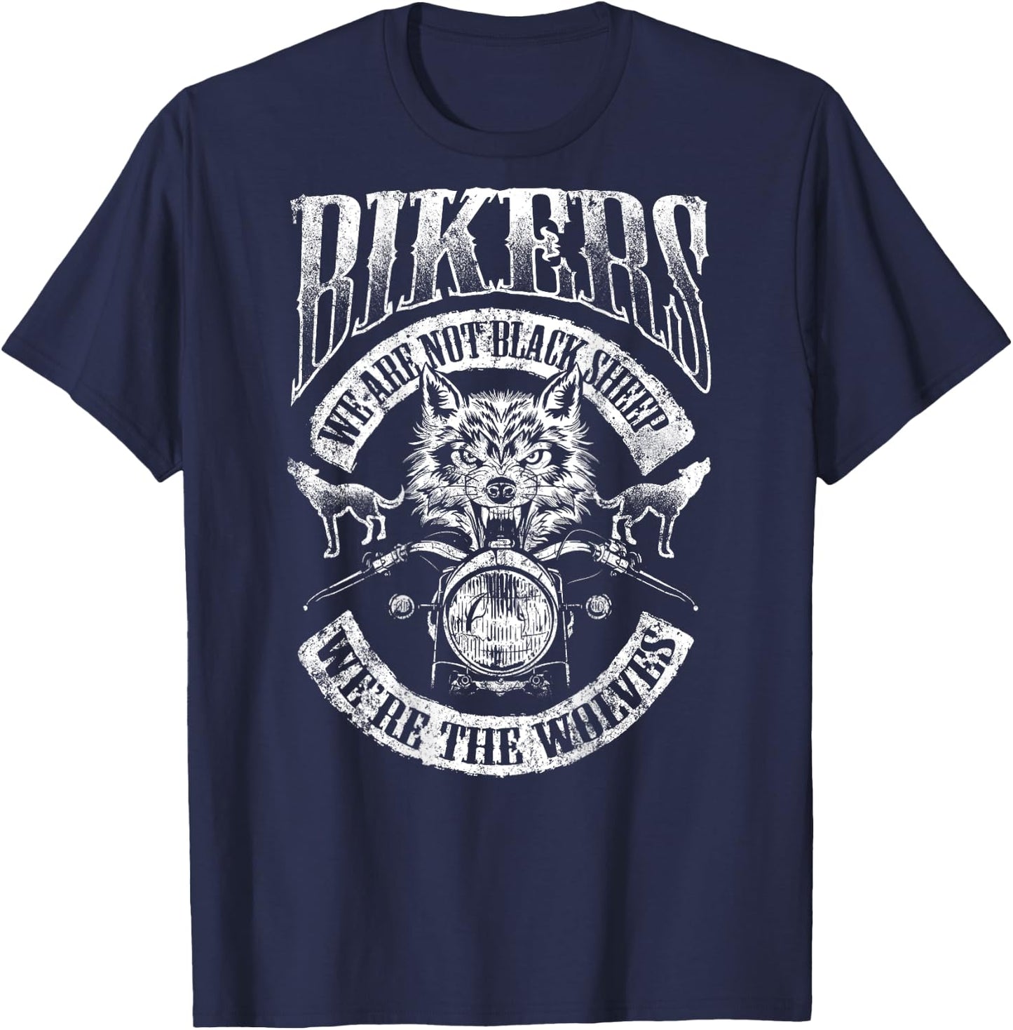 We're Wolves Wolf Biker Motorcycle Shirt Rider T-Shirt - T-Shirt | Navy