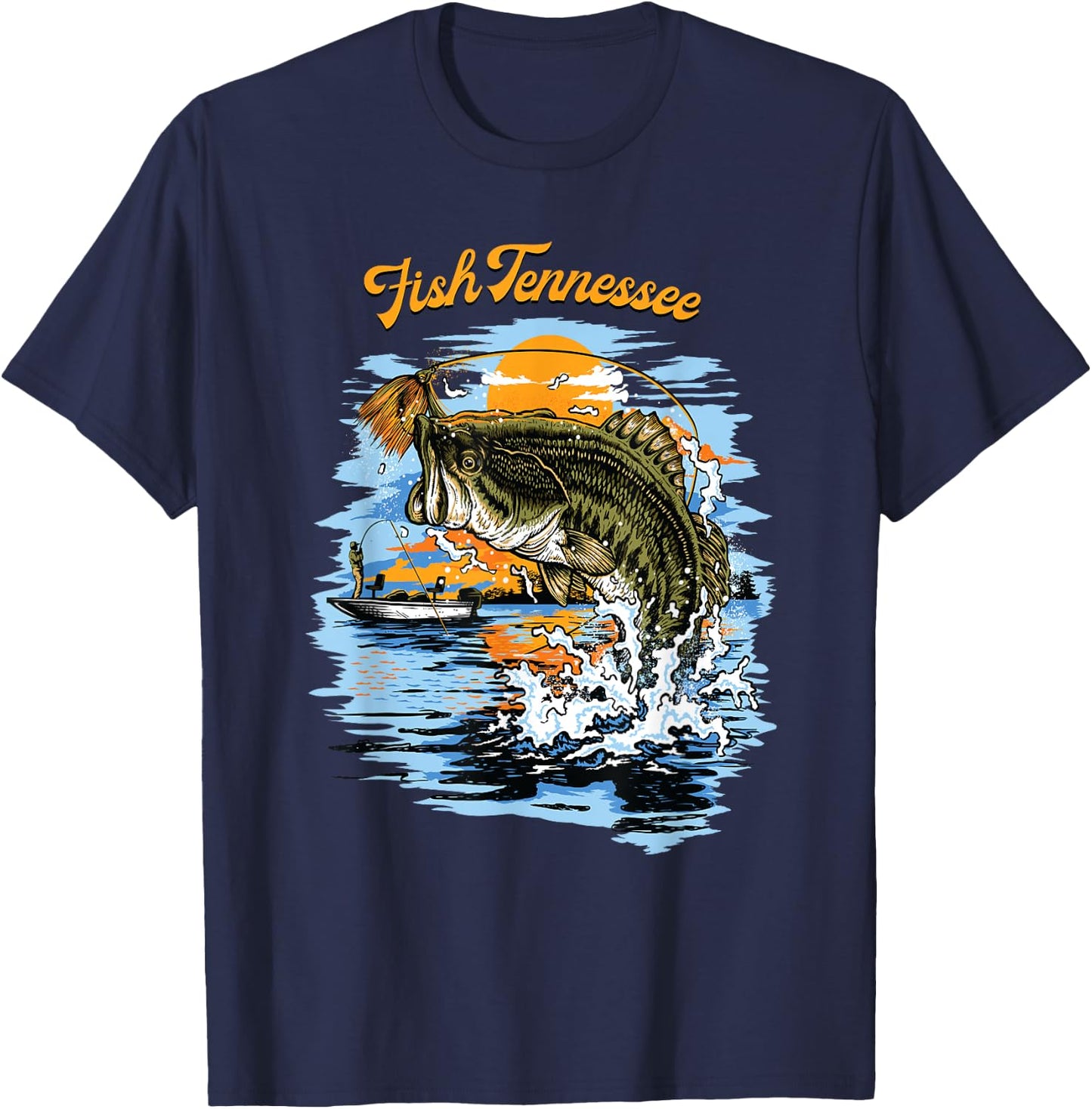 Largemouth Bass Fish Tennessee Fishing T-Shirt - T-Shirt | Navy