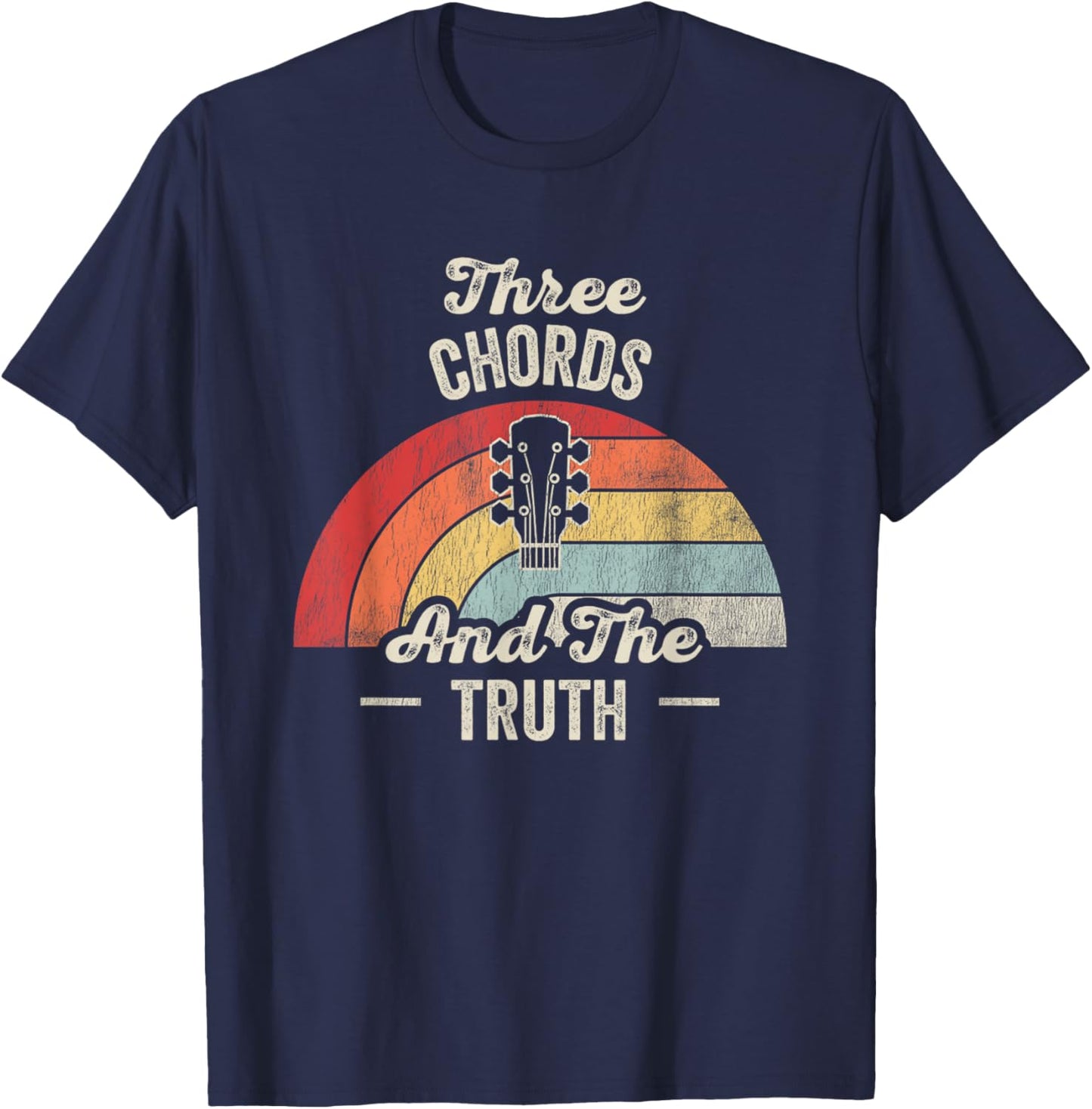 Three Chords And The Truth Vintage Music T-Shirt - T-Shirt | Navy