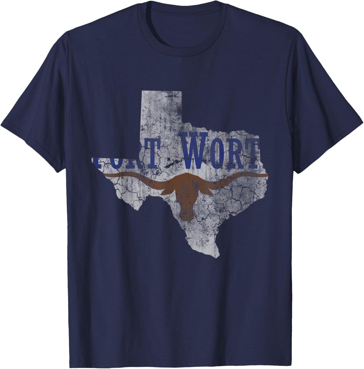 Fort Worth Flag Texas Home Love Family Vintage Fade Texan T-Shirt - T-Shirt | Navy