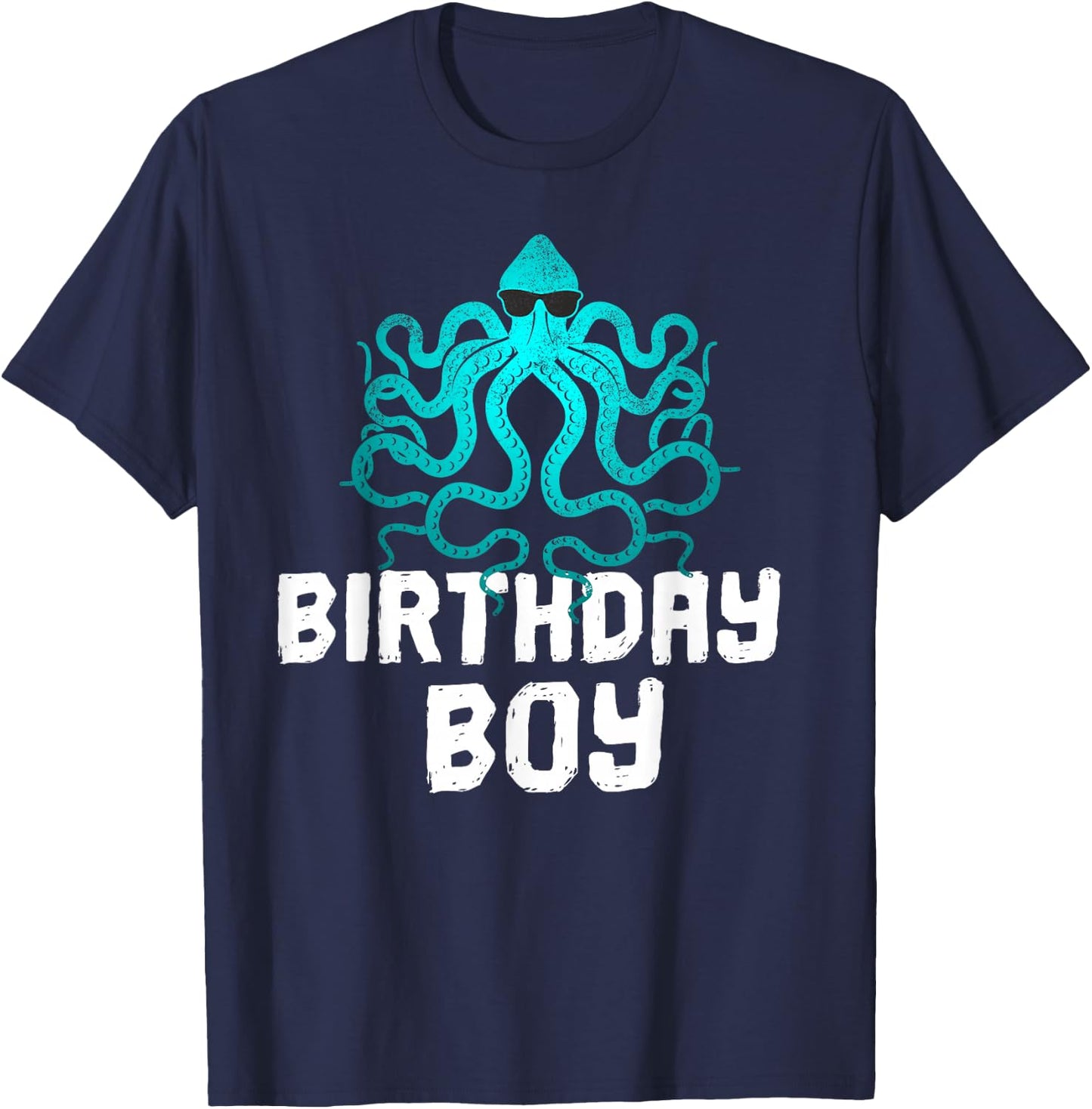Funny Birthday Boy Octopus Lover Sunglasses Party Gift T-Shirt - T-Shirt | Navy