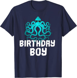 Funny Birthday Boy Octopus Lover Sunglasses Party Gift T-Shirt - T-Shirt | Navy