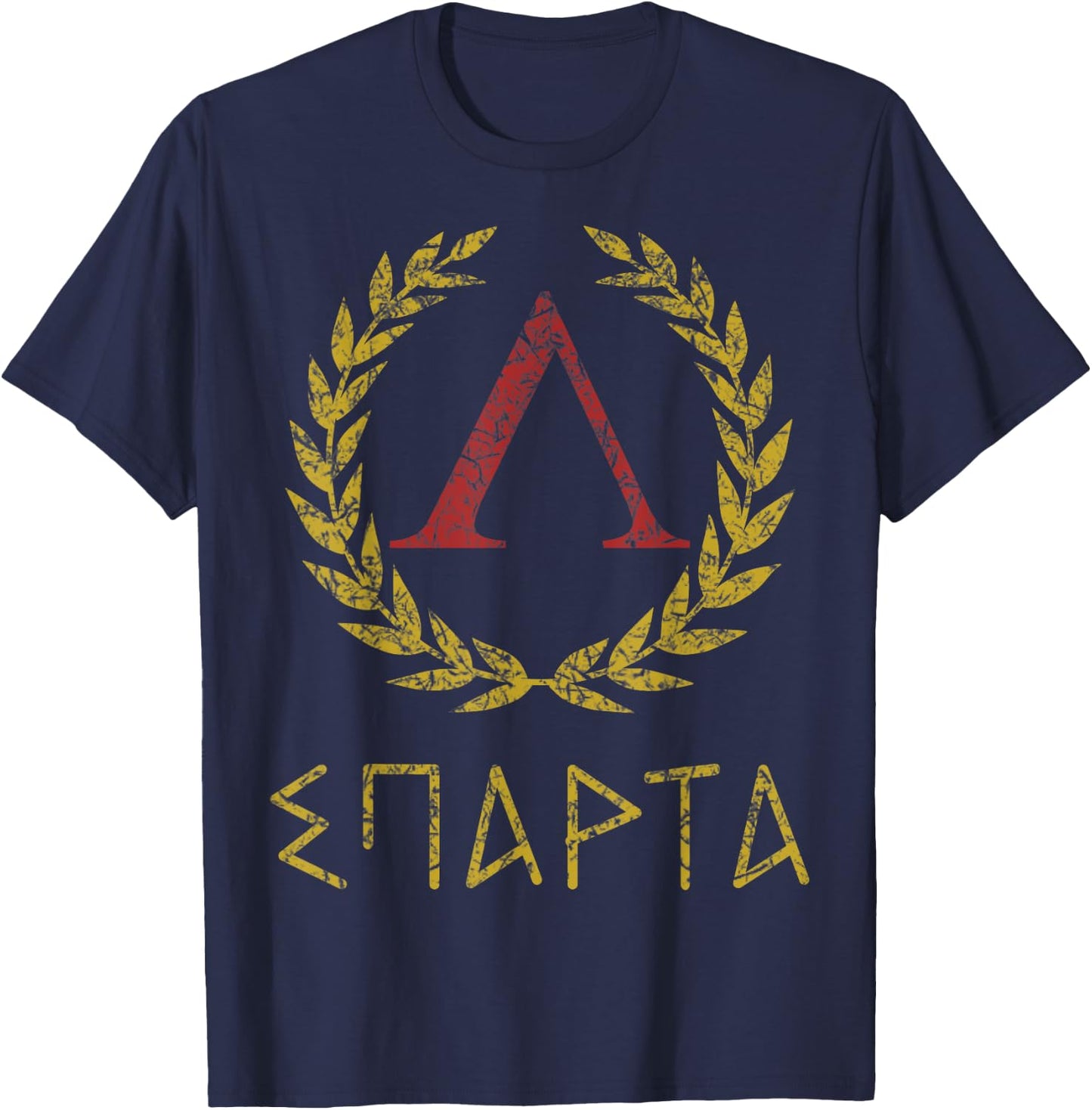 Spartan Warrior Greek letters laurel lambda T-Shirt - T-Shirt | Navy