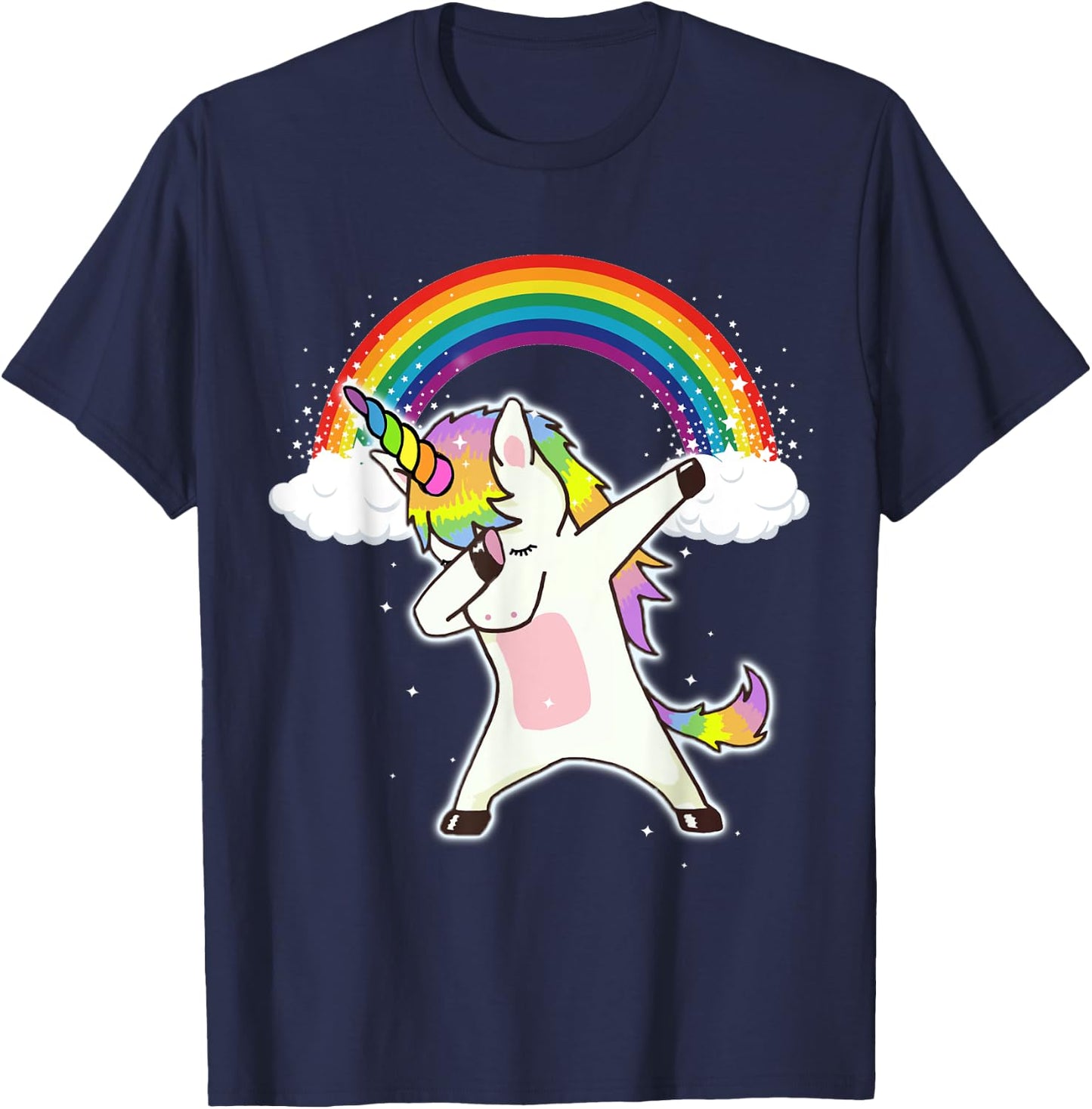 Dabbing Unicorn Shirt Cute Unicorn Dab Dance With Rainbow T-Shirt - T-Shirt | Navy
