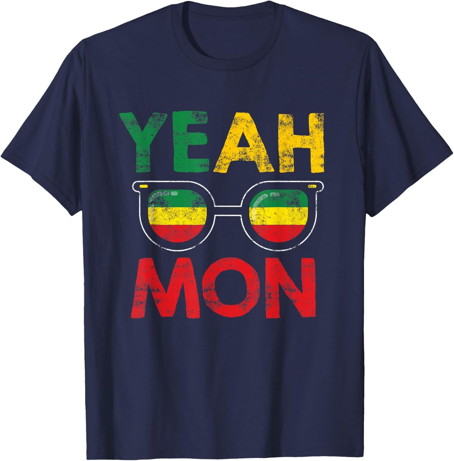 Yeah Mon Jamaican Vacation Jamaica Reggae Small T-Shirt - T-Shirt | Navy
