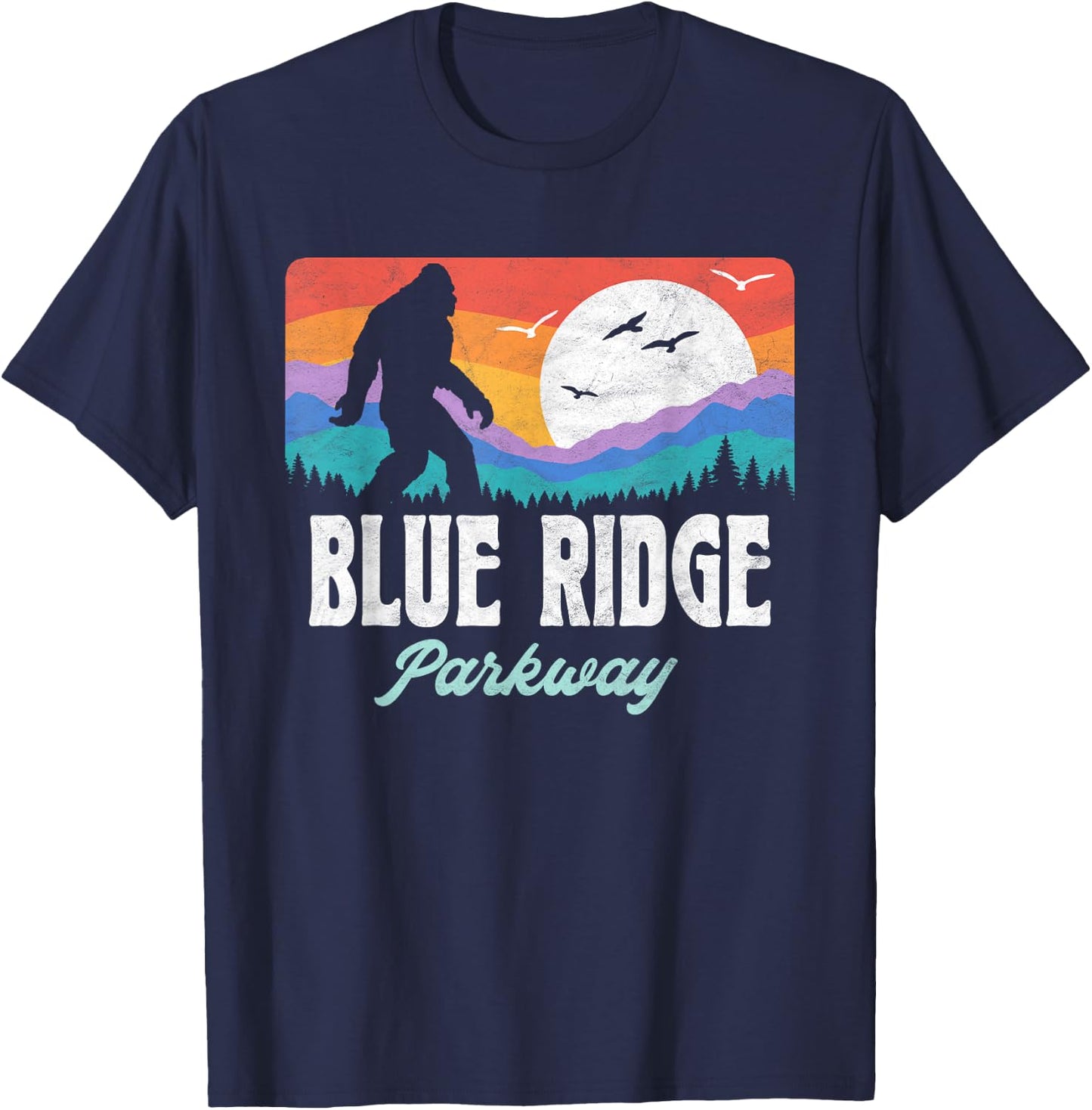 Vintage Blue Ridge Parkway Bigfoot Mountains Graphic T-Shirt - T-Shirt | Navy
