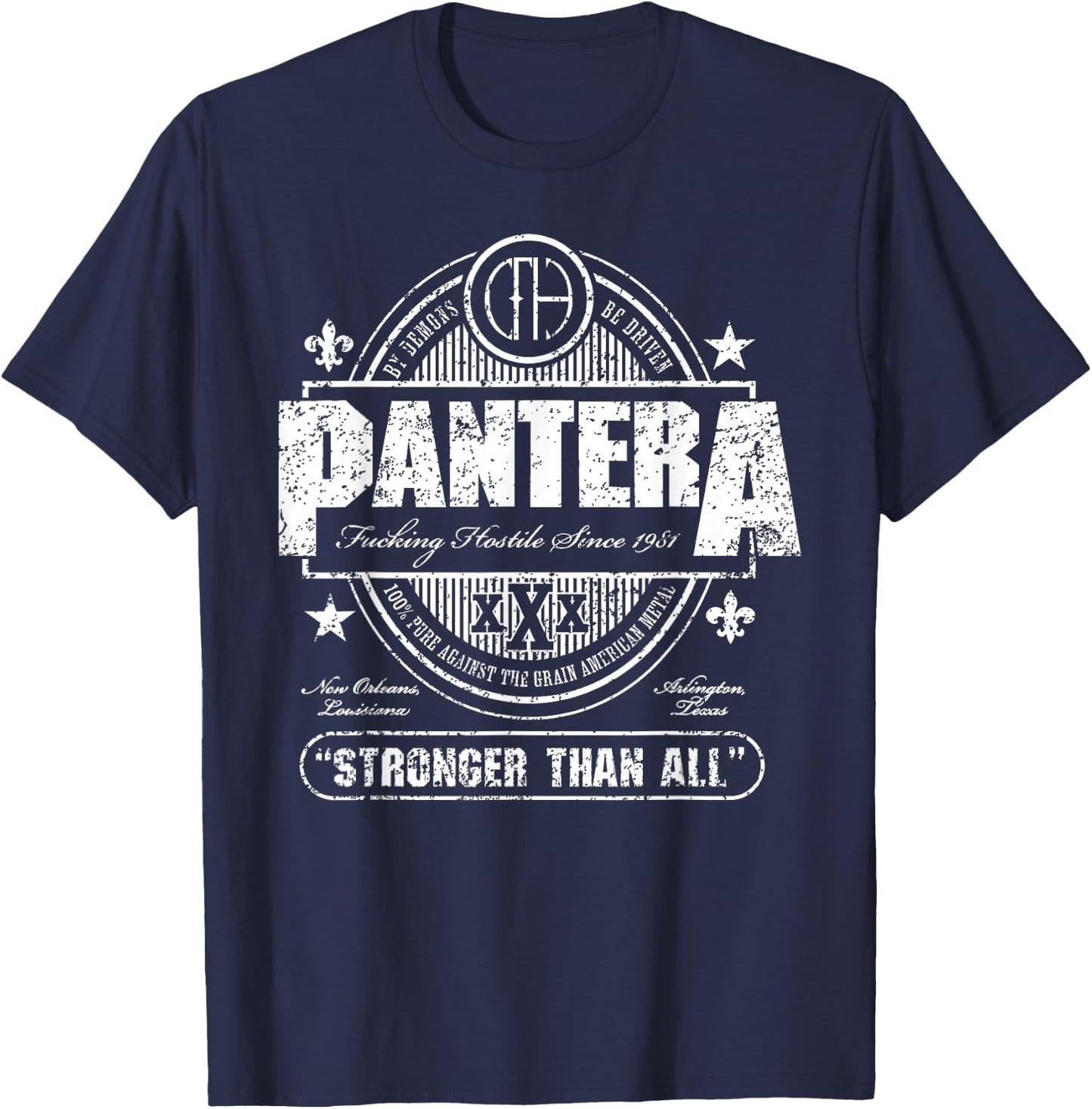 Pantera Official Stronger Than All Beer Mat T-Shirt - T-Shirt | Navy