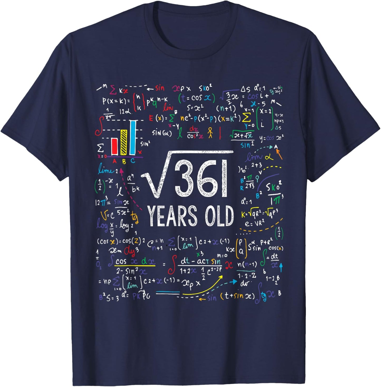 Square Root of 361 19th Birthday 19 Year Old Gifts Math Bday T-Shirt - T-Shirt | Navy
