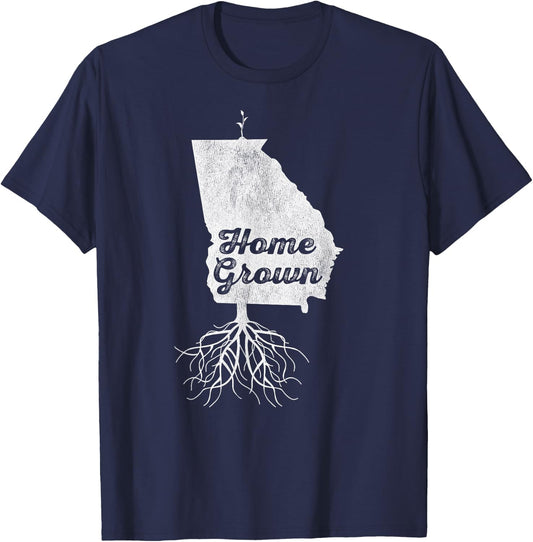 Georgia T Shirt Home Grown Roots GA State Pride T-Shirt - T-Shirt | Navy