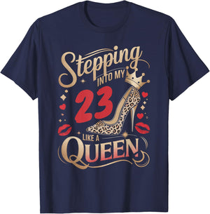 High Heels Stepping Into My 23rd Birthday 23 and Fabulous T-Shirt - T-Shirt | Navy