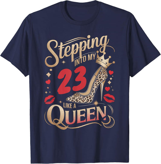 High Heels Stepping Into My 23rd Birthday 23 and Fabulous T-Shirt - T-Shirt | Navy