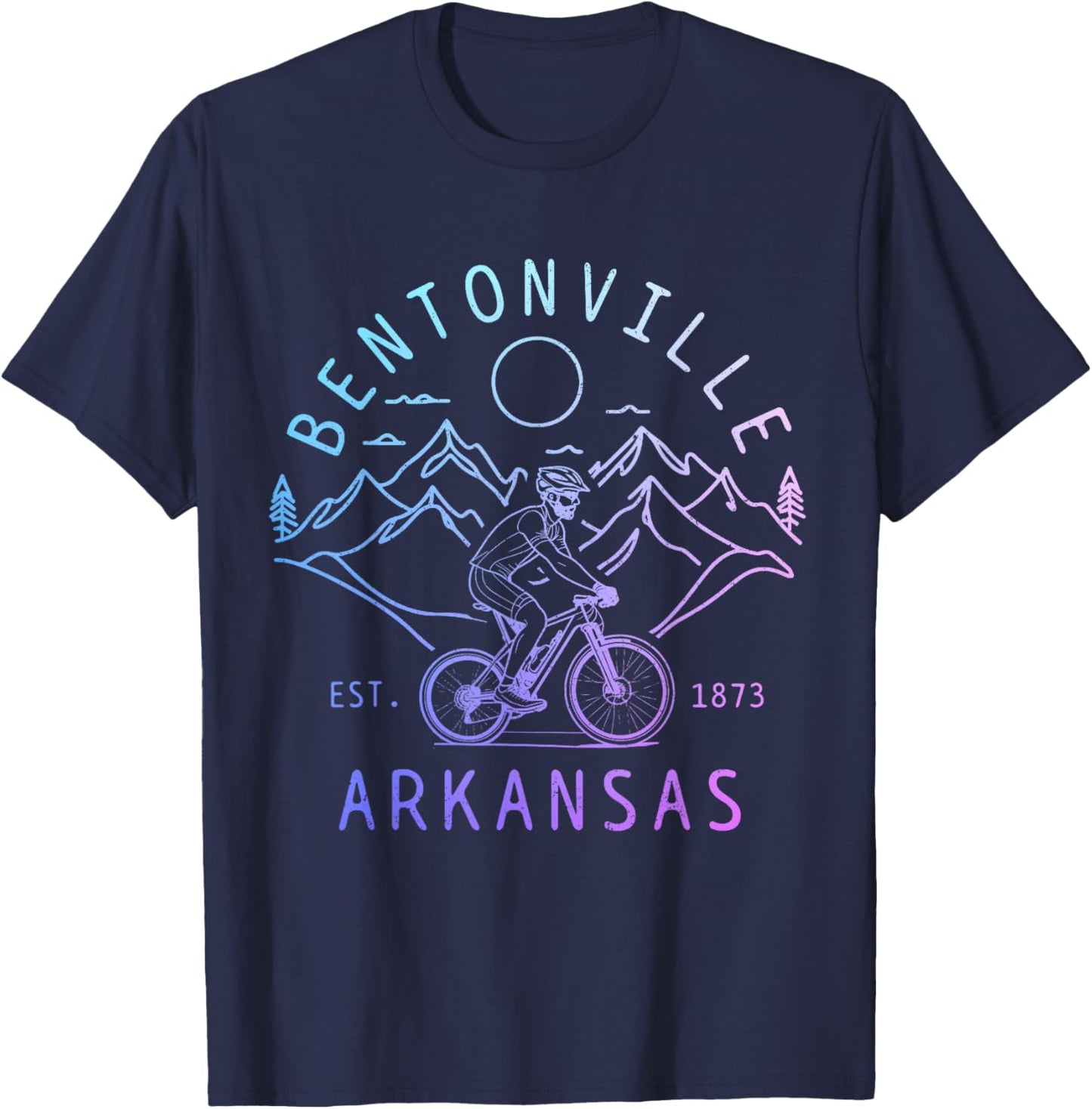 Bentonville Arkansas Mountain Bike MTB Cycling Vintage T-Shirt - T-Shirt | Navy