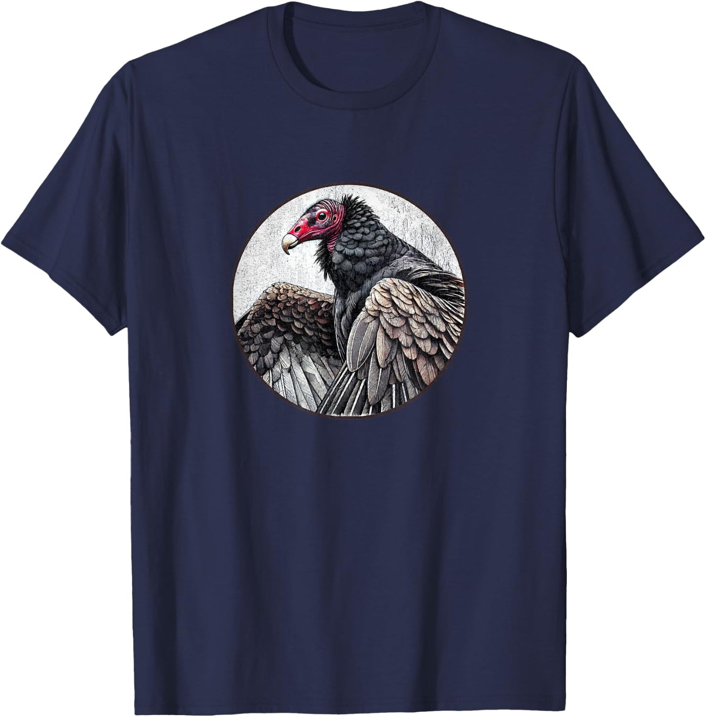 Retro Turkey Vulture Distressed Design by Bird Fan T-Shirt - T-Shirt | Navy