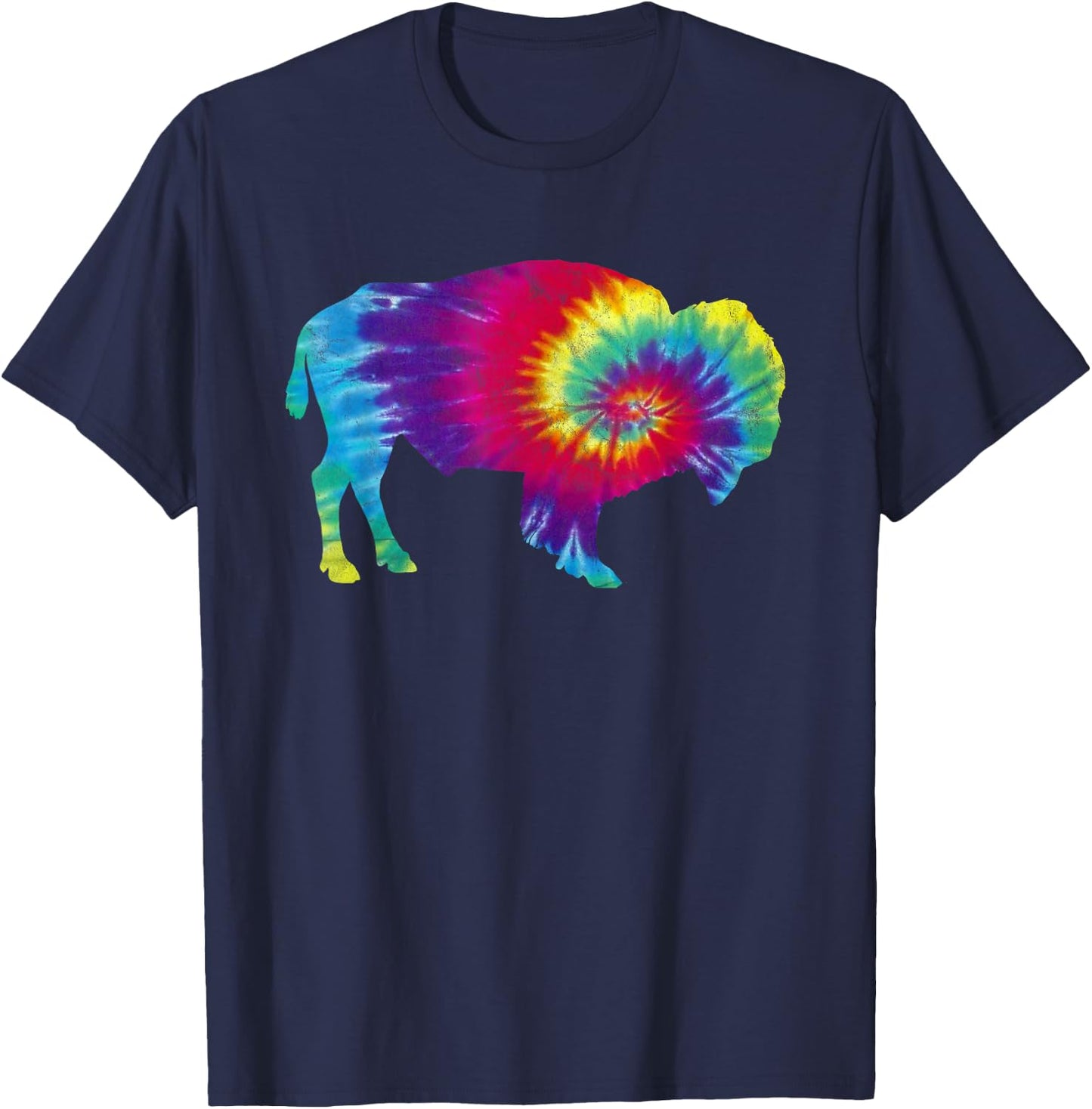 Vintage Tie Dye Bison American Buffalo Retro T-Shirt - T-Shirt | Navy
