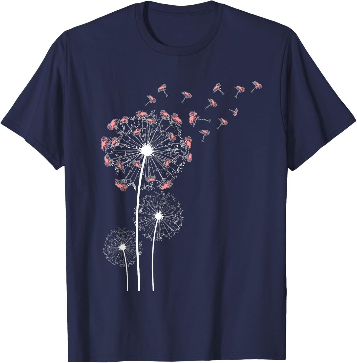 Animal Lover Gift Bird Dandelion Flamingo T-Shirt - T-Shirt | Navy