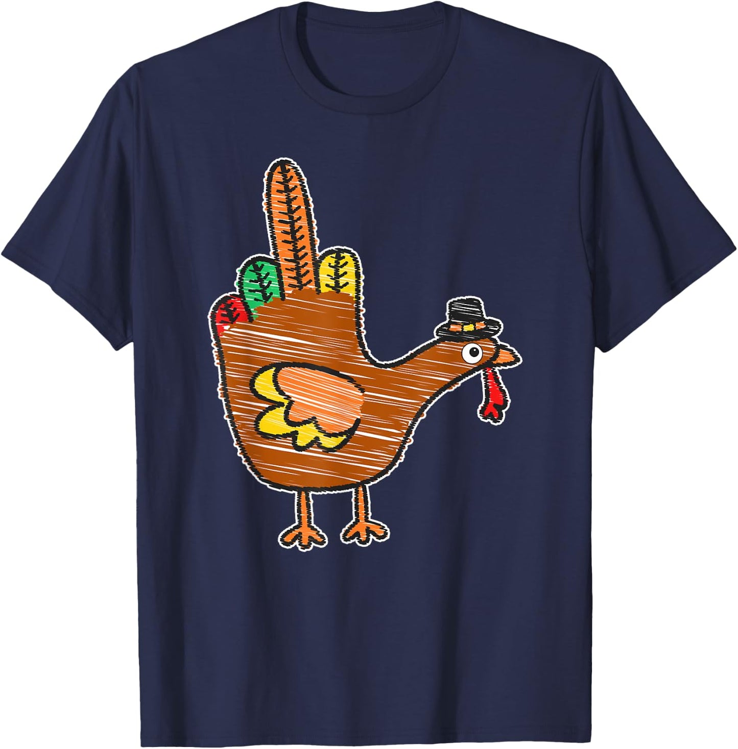 Thanksgiving Middle Finger T-Shirt - T-Shirt | Navy