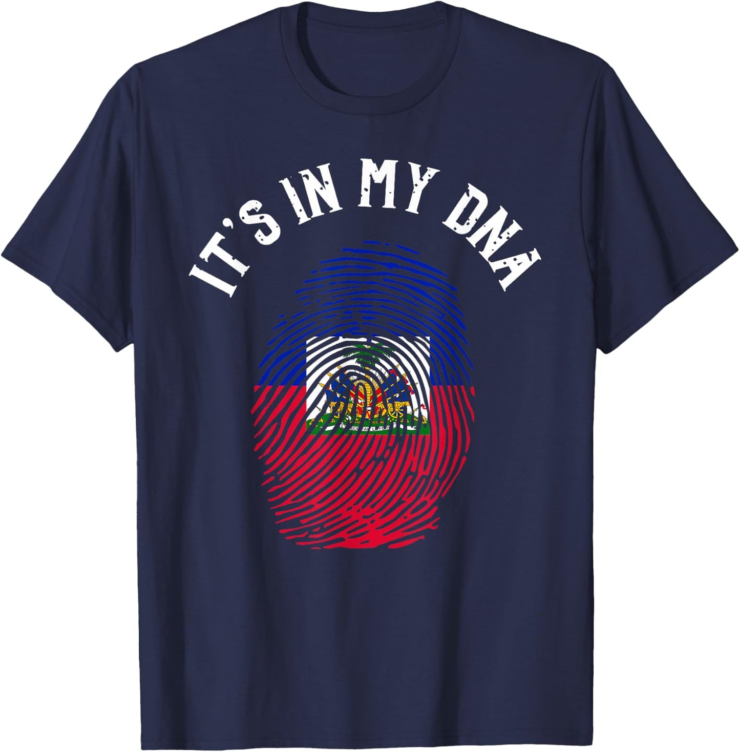 It's In My DNA Fingerprint | Prideful Haitian Gift T-Shirt - T-Shirt | Navy