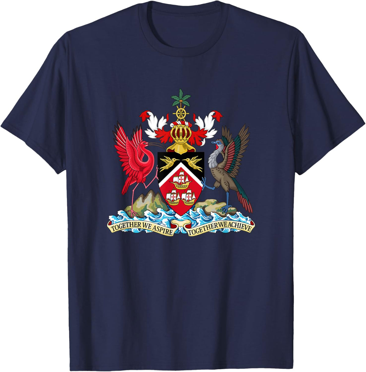 Trinidad & Tobago Coat Of Arms Emblem Symbol Birds T-Shirt - T-Shirt | Navy