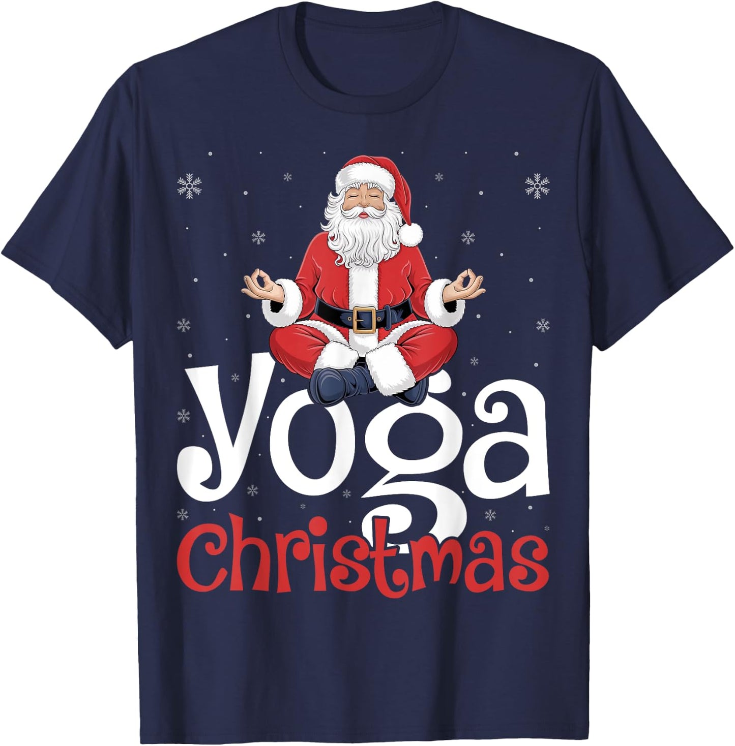 Yoga Christmas Santa Meditation Xmas Winter Holiday T-Shirt - T-Shirt | Navy