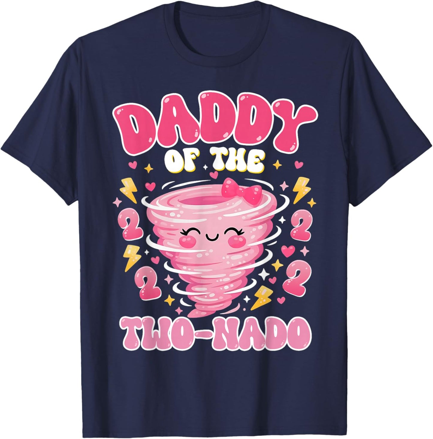 Daddy of The Two-nado 2nd Birthday Girl Tornado Theme Bday T-Shirt - T-Shirt | Navy