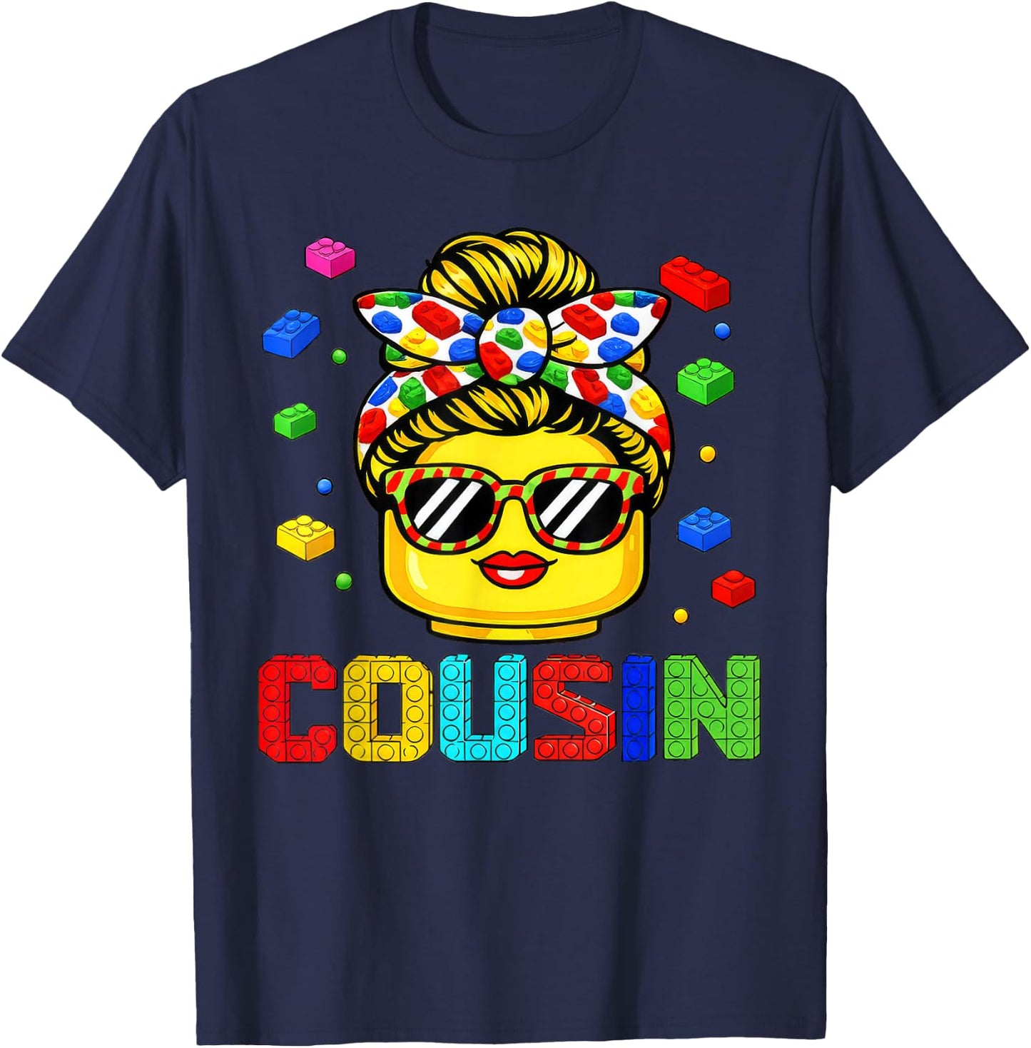 Cousin Master Builder Building Bricks Blocks Mothers Day T-Shirt - T-Shirt | Navy