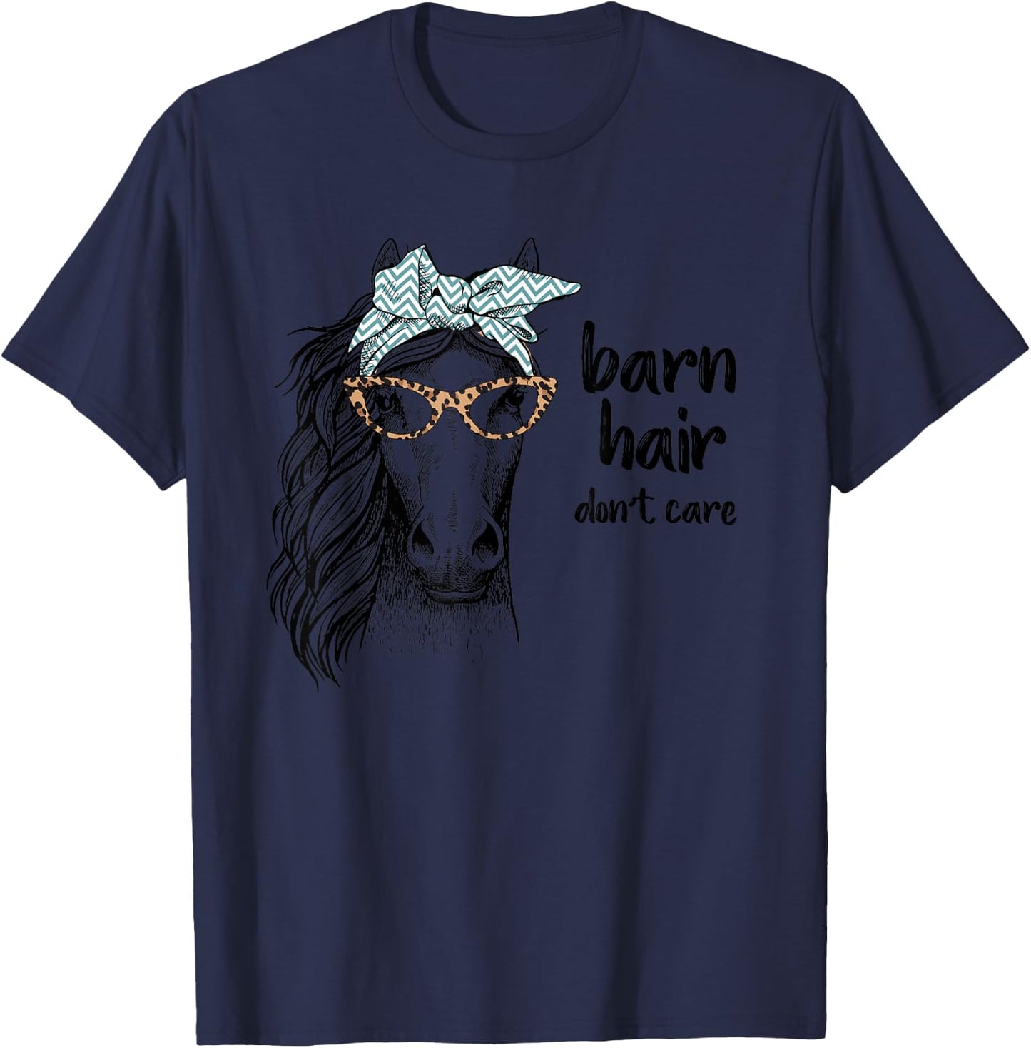 Cute Horse Love Girl Shirt Barn Hair Don't Care Cowgirl Gift T-Shirt - T-Shirt | Navy