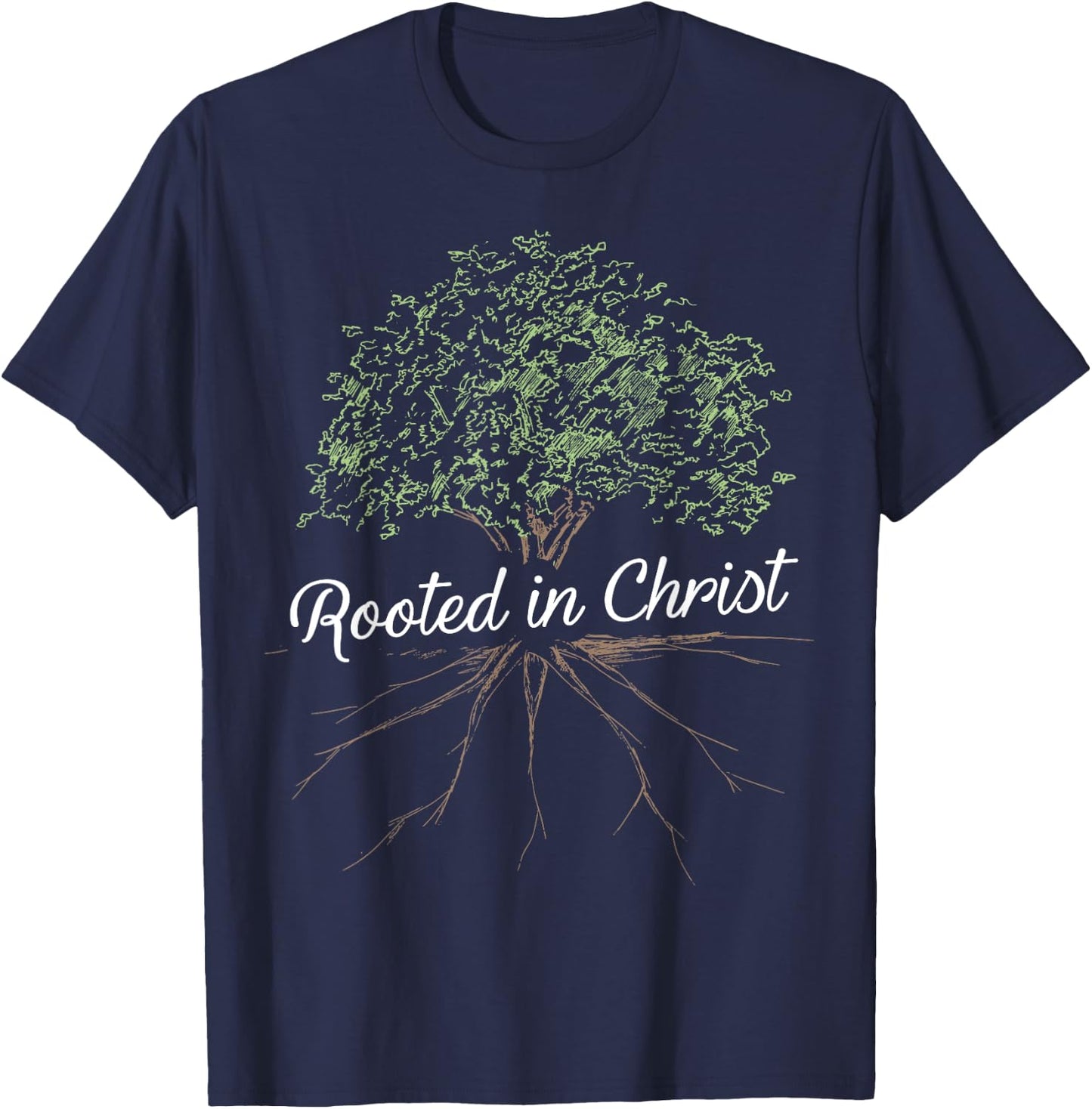 Rooted in Christ - Christian Jesus T-Shirt - T-Shirt | Navy