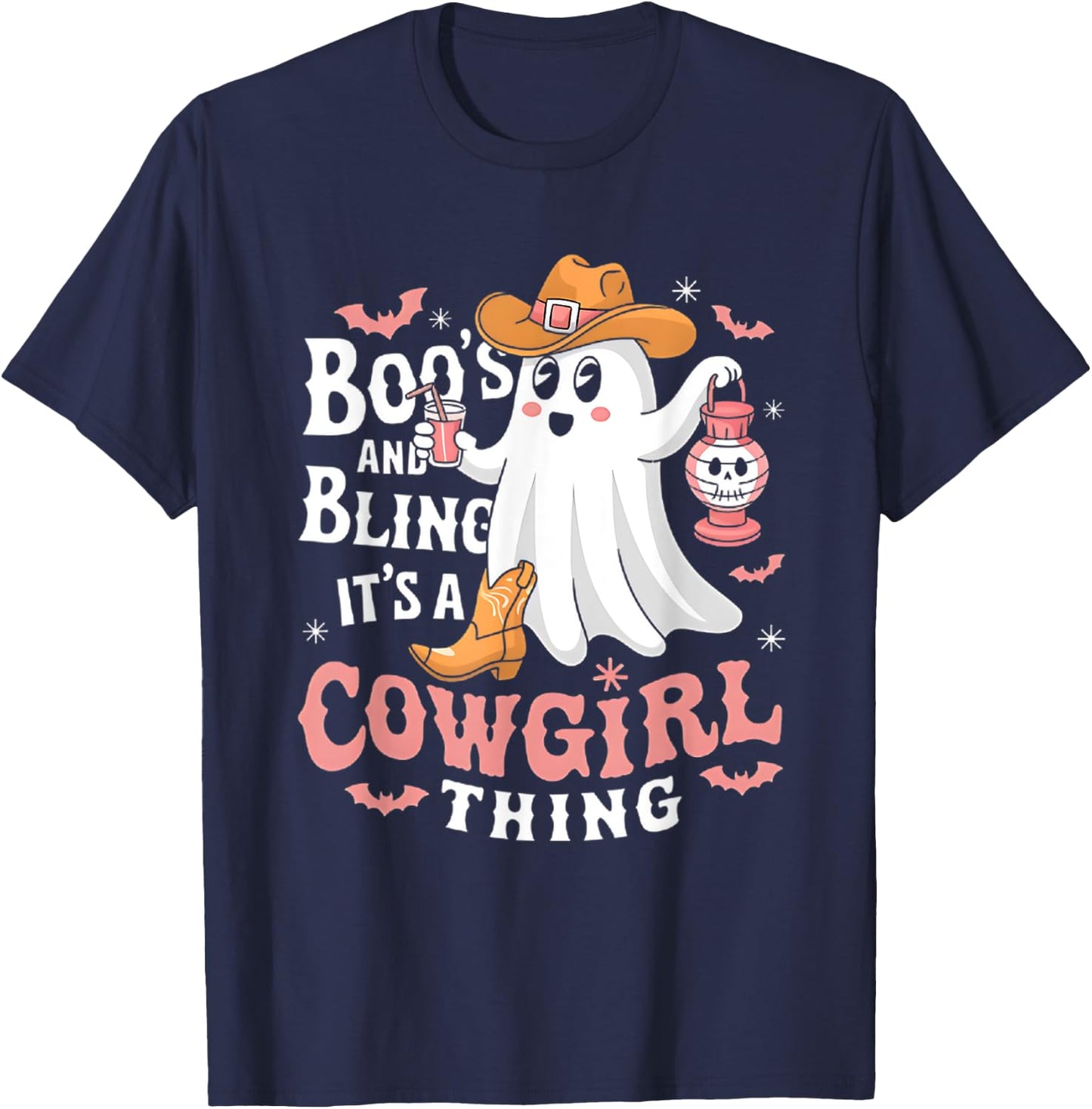 Boos and bling its a cowgirl thing halloween rodeo ghost T-Shirt - T-Shirt | Navy
