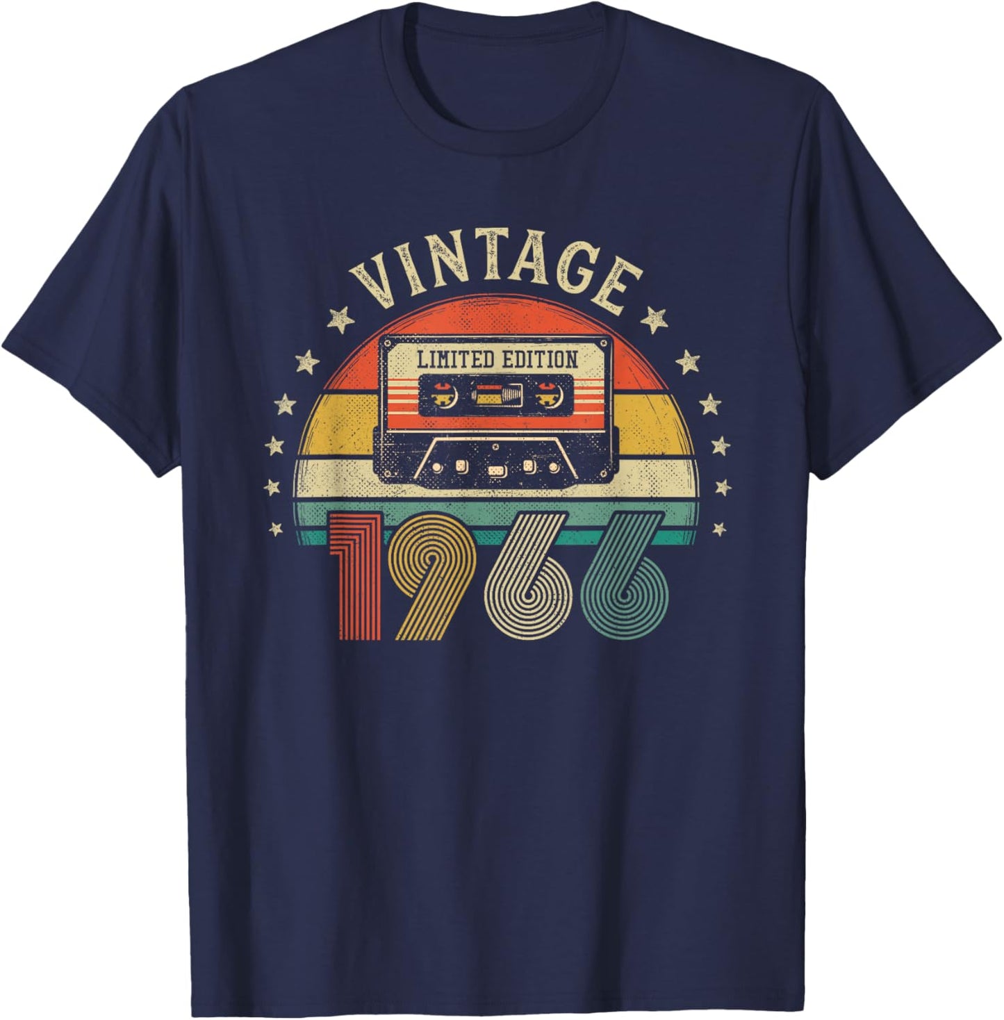Vintage 1966 Retro Cassette Tape - 60th Birthday T-Shirt - T-Shirt | Navy