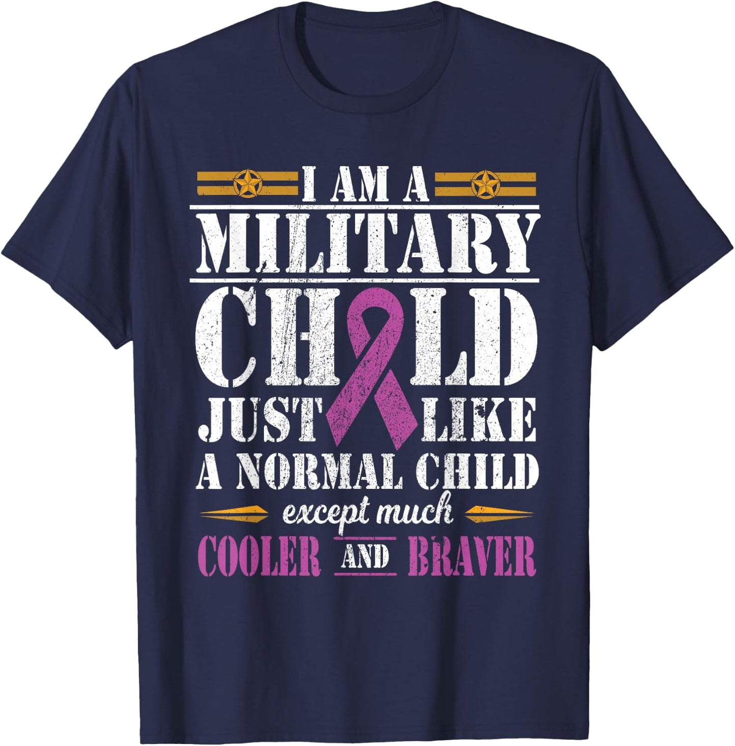 Military Child Month Purple Up Proud Patriotic Military Brat T-Shirt - T-Shirt | Navy