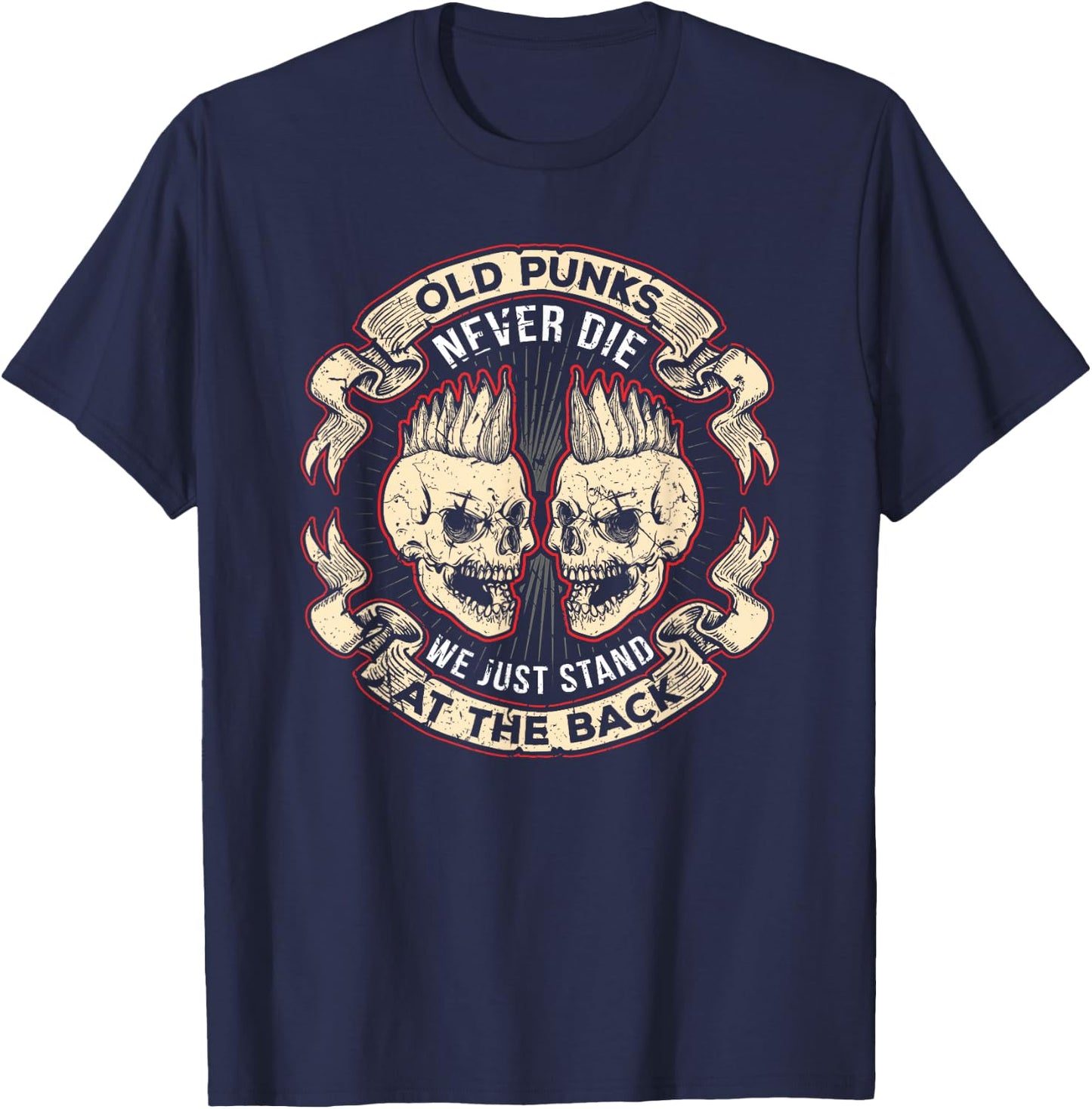 Old Punks Never Die Punk Rock Metal Concert T-Shirt - T-Shirt | Navy