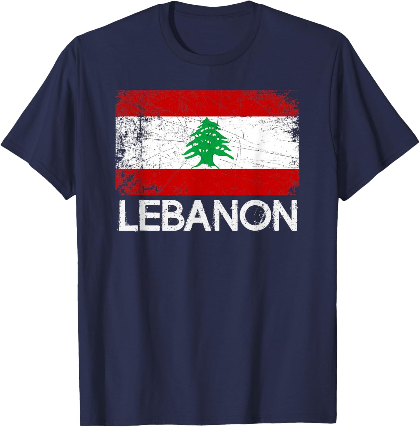 Lebanese Flag | Vintage Made In Lebanon Gift T-Shirt - T-Shirt | Navy