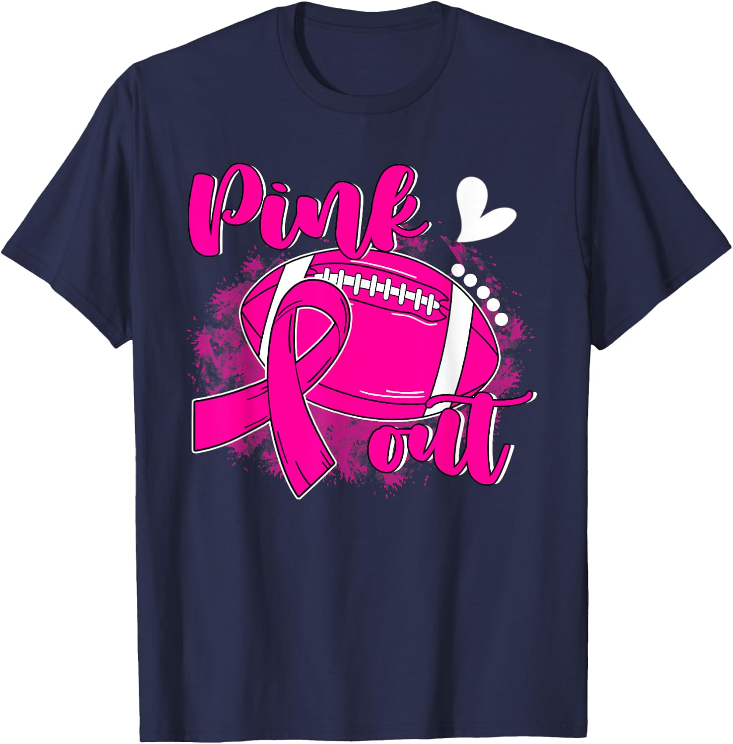 Pink Out Breast Cancer Awareness Football Pink Ribbon Women T-Shirt - T-Shirt | Navy