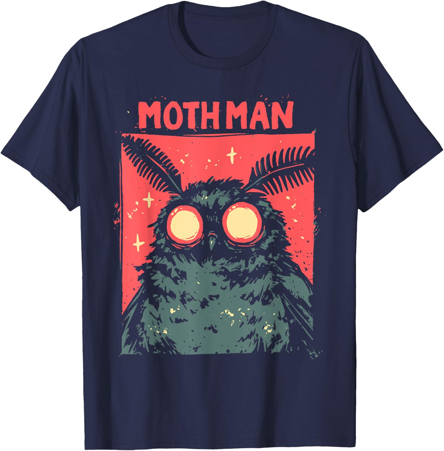 WEST VIRGINIA MOTHMAN CRYPTID -Adults Cryptidcore , Black, Small, Short Sleeve T-Shirt - T-Shirt | Navy