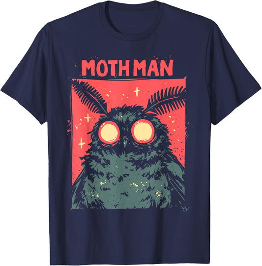 WEST VIRGINIA MOTHMAN CRYPTID -Adults Cryptidcore , Black, Small, Short Sleeve T-Shirt - T-Shirt | Navy