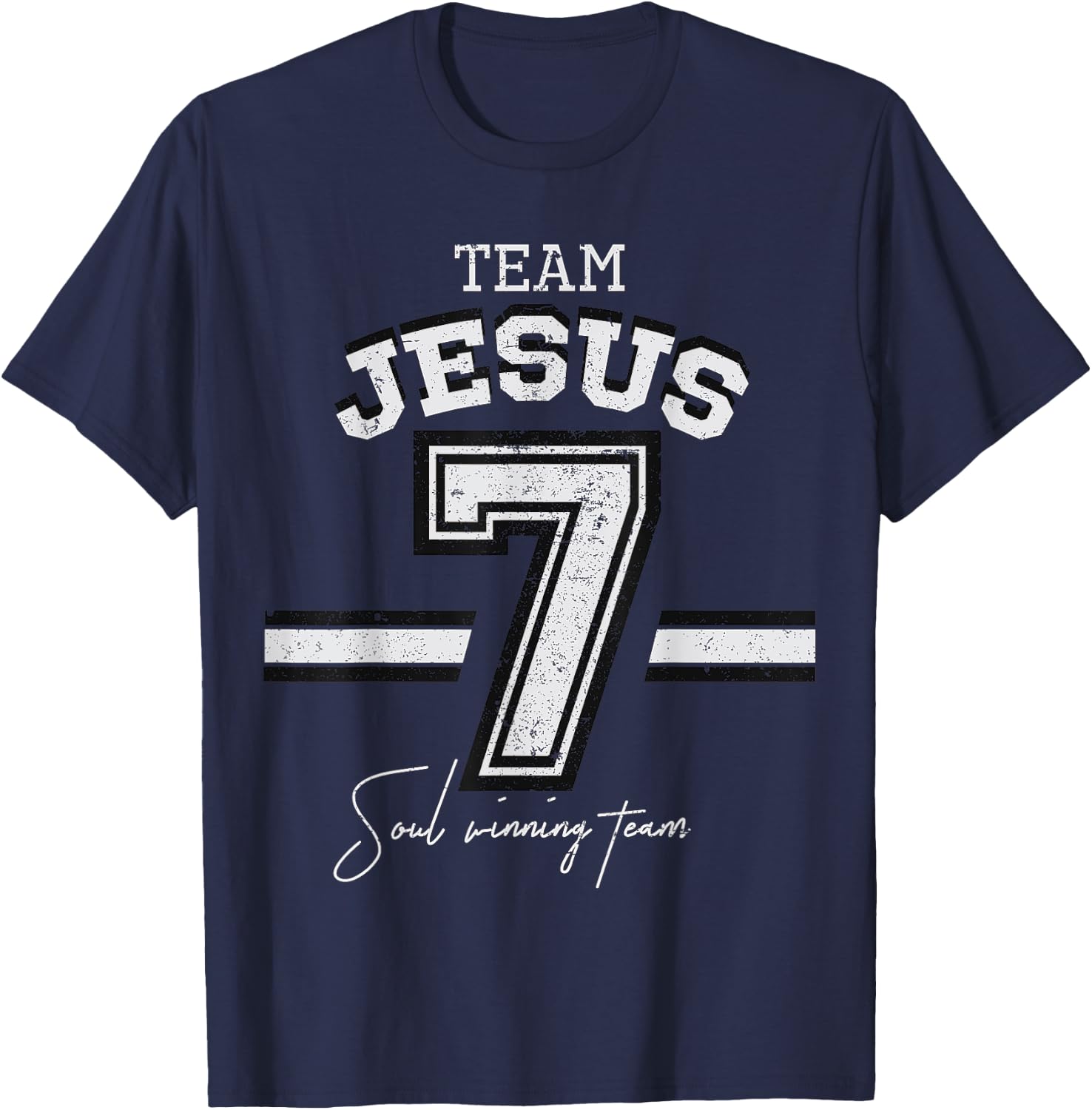 Religious Christian Sport Gifts Soul Winning Team Jesus T-Shirt - T-Shirt | Navy