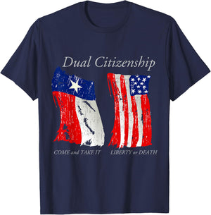 Dual Citizen Texas American Pride for Texans T-Shirt - T-Shirt | Navy