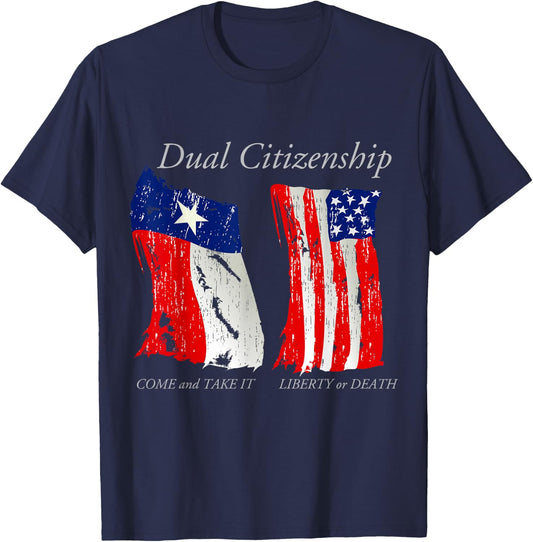 Dual Citizen Texas American Pride for Texans T-Shirt - T-Shirt | Navy