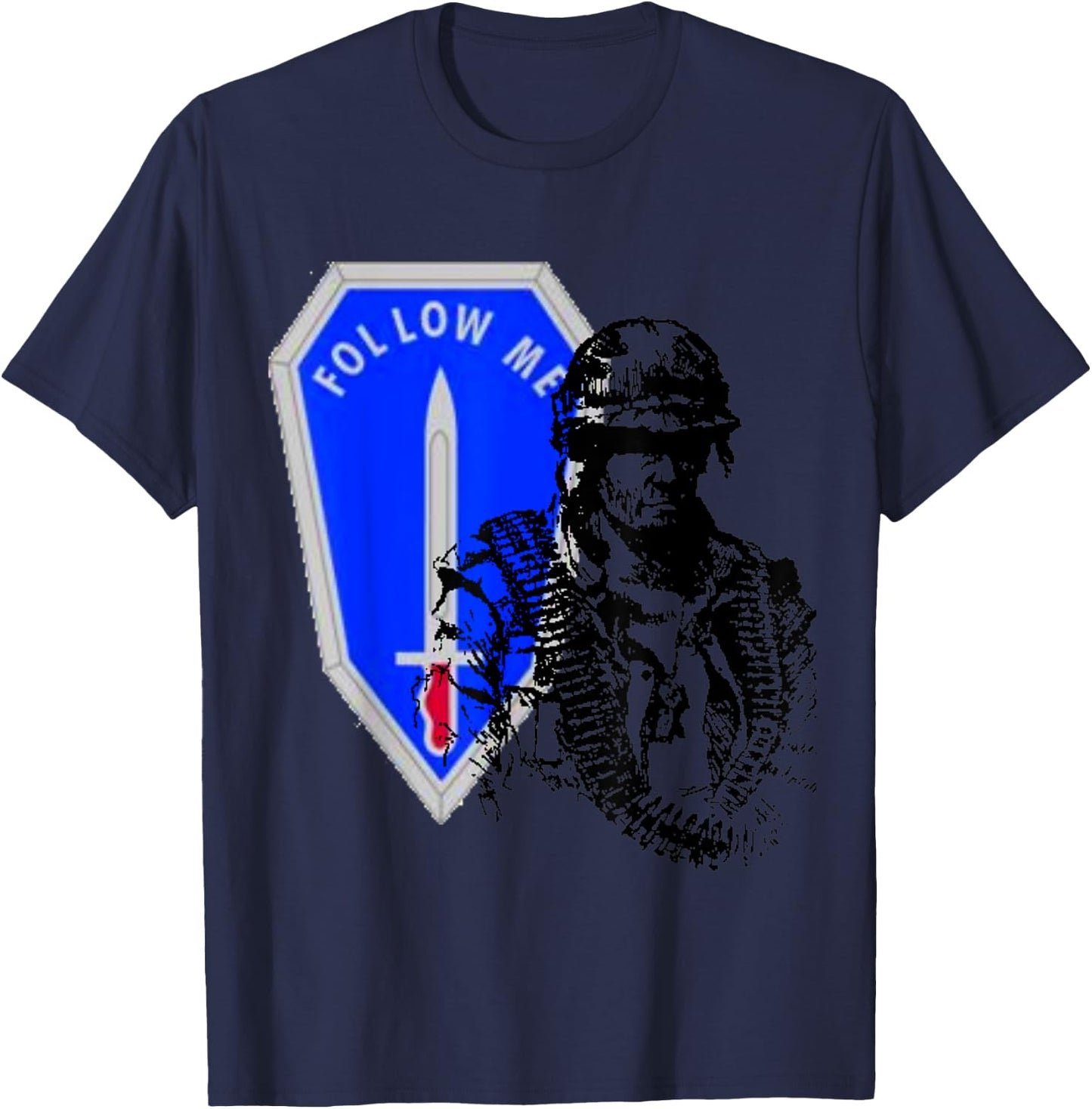 Vintage U.S Infantry Soldier. Follow Me I'm Infantry!! T-Shirt - T-Shirt | Navy