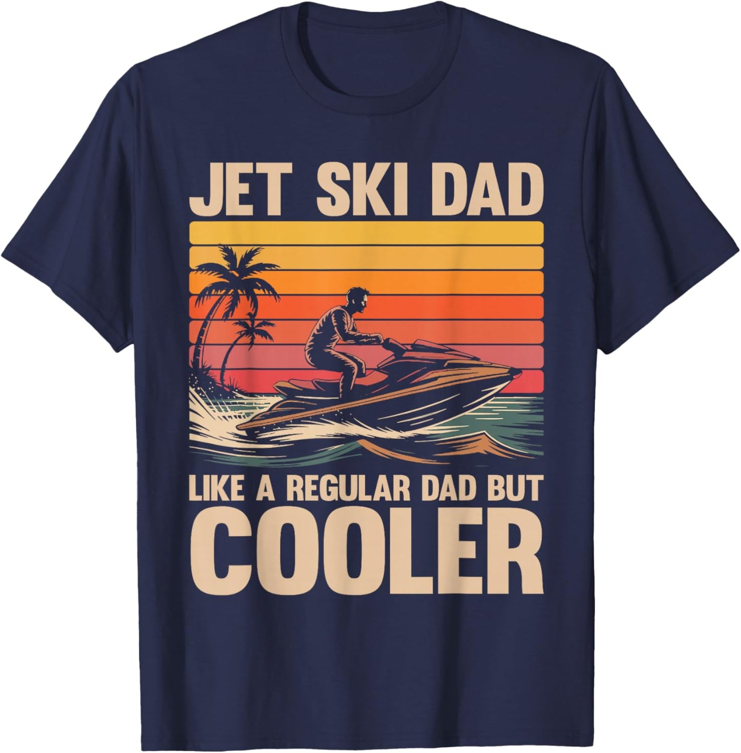 Vintage Jetski Father Funny Jet Skiing Lover Dad T-Shirt - T-Shirt | Navy