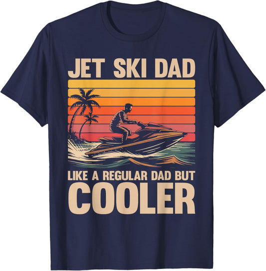 Vintage Jetski Father Funny Jet Skiing Lover Dad T-Shirt - T-Shirt | Navy