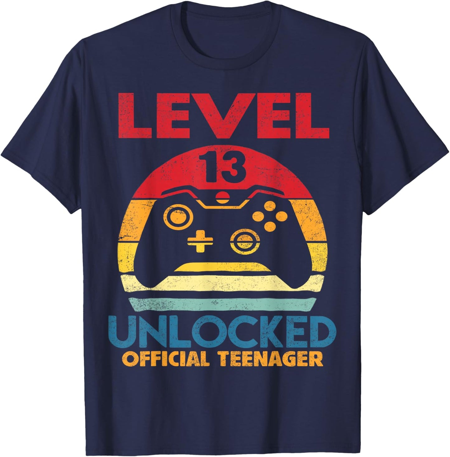 Official Teenager 13th Birthday Boy Shirt Level 13 Unlocked T-Shirt - T-Shirt | Navy