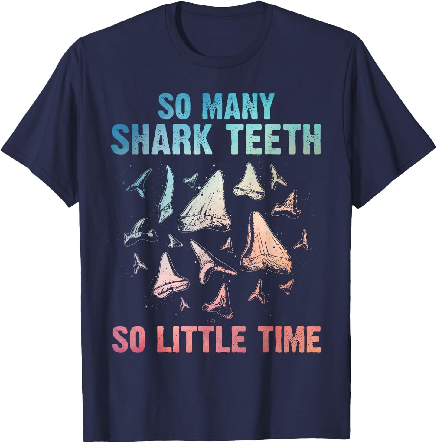 Funny Shark Teeth Art Women Megalodon Teeth Hunter T-Shirt - T-Shirt | Navy